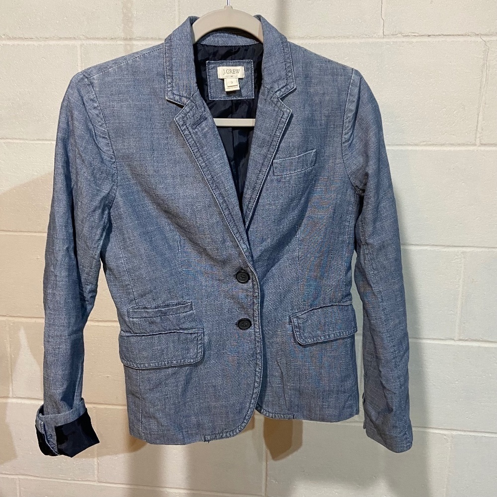 NEW J. Crew Women's 100% Cotton Schoolboy‎ Blazer Size 2 Buttons Academia Career